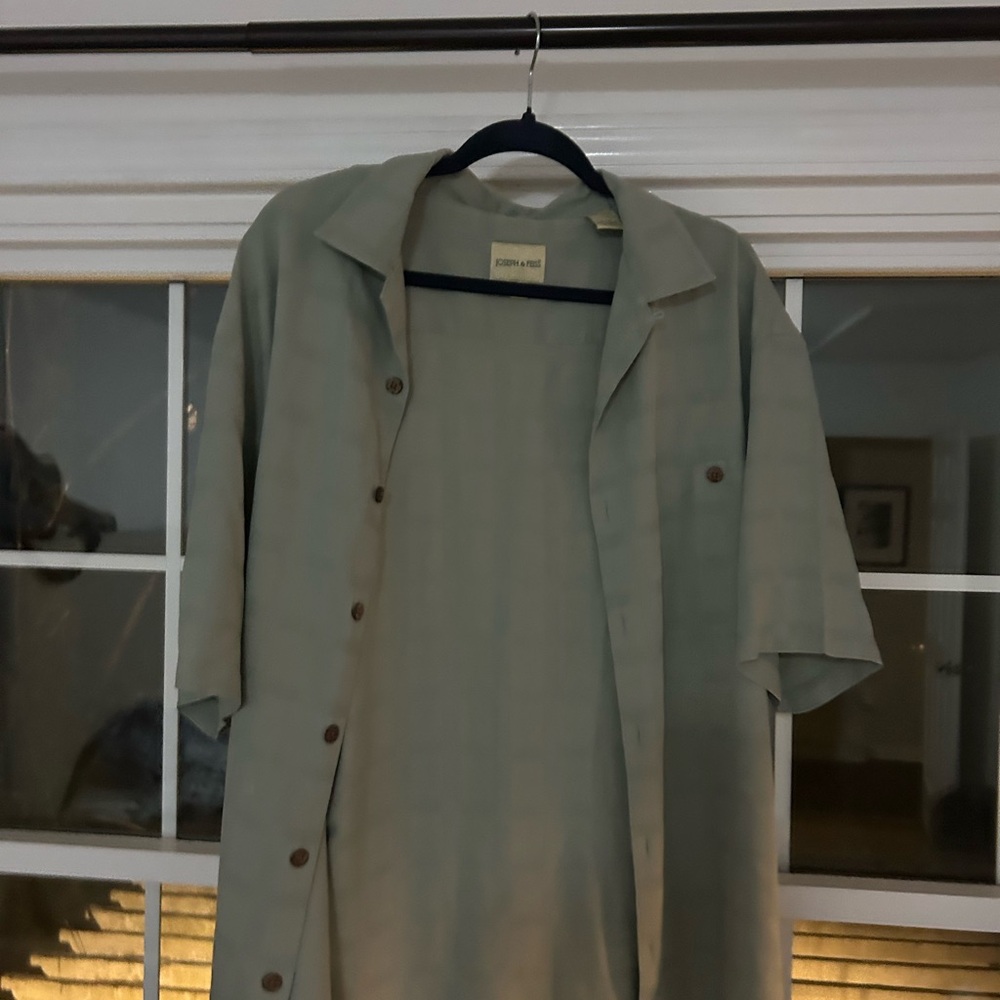 Men's silk Green Button-Up Jacket